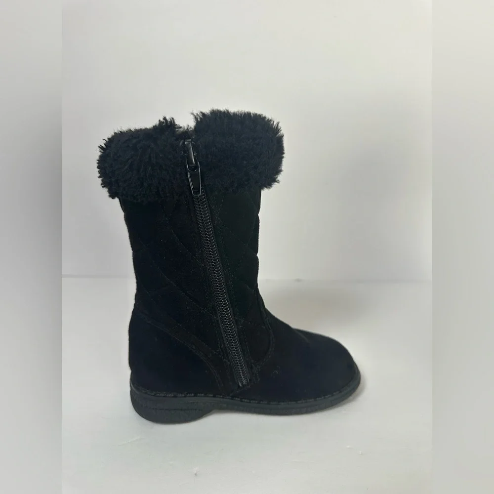 Rachel Shoes Toddler Girl Faux Fur Suede Boots Black Size 6